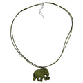 Kæde 38x28x6mm Elefant Plastik Olivengrøn Silkeagtig mat snor Olivenfarvet 50cm