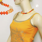 Kæde 12x9mm facetperler Plastik Orange Gul Brun 42 cm