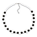 Kæde 18mm plastikskiver Hvid Perlemor Sort 42cm