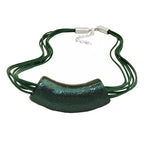 Kæde 54x19mm Pendelrør fladt buet grønt metallisk blank plastik 45 cm