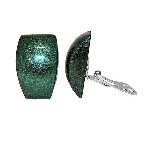 Clip ørering 27x17mm trapezformet grøn metallisk skinnende plastik Bouton