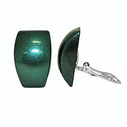Clip ørering 27x17mm trapezformet grøn metallisk skinnende plastik Bouton