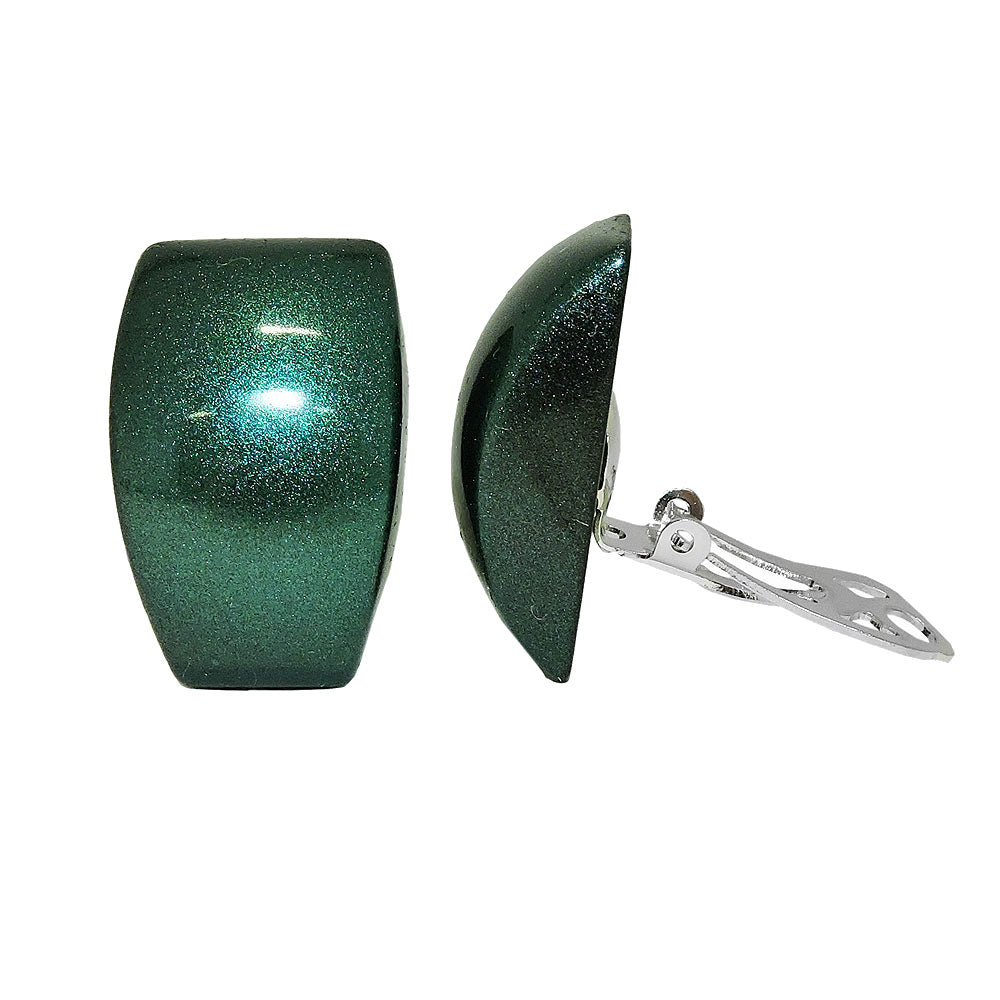 Clip ørering 27x17mm trapezformet grøn metallisk skinnende plastik Bouton