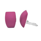 Clip ørering 27x17mm trapezformet pink mat plastik Bouton