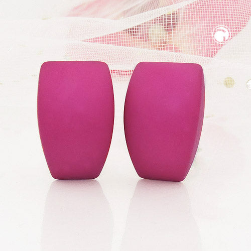 Clip ørering 27x17mm trapezformet pink mat plastik Bouton