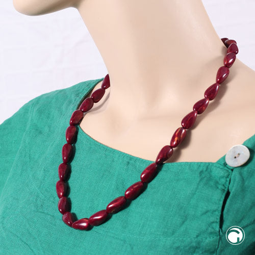Kæde 20x10mm vinkel perleplastik bordeaux guld marmoreret blank 60cm