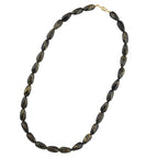Halskæde 20x10mm Vinkelperle i plast sort-guld-marmoreret skinnende 60cm