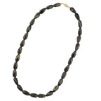 Halskæde 20x10mm Vinkelperle i plast sort-guld-marmoreret skinnende 60cm
