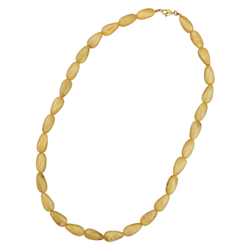 Kæde 20x10mm vinkel perle plastik gul-silke-marmoreret skinnende 60 cm