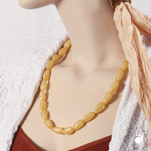 Kæde 20x10mm vinkel perle plastik gul-silke-marmoreret skinnende 60 cm