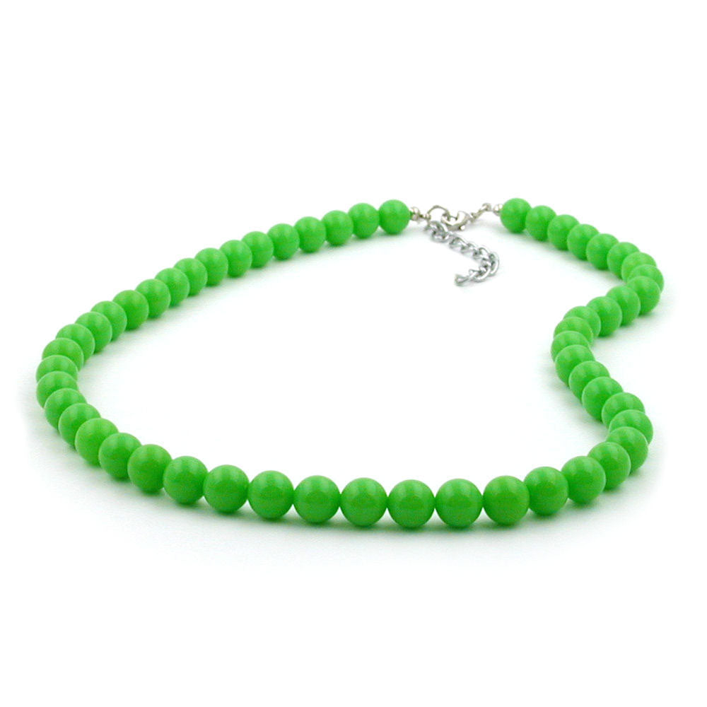 Kæde 8 mm plastikperler skinner lysegrønt