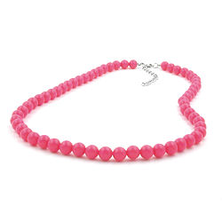 Halskæde 8 mm plastikperler pink-pink-skinnende