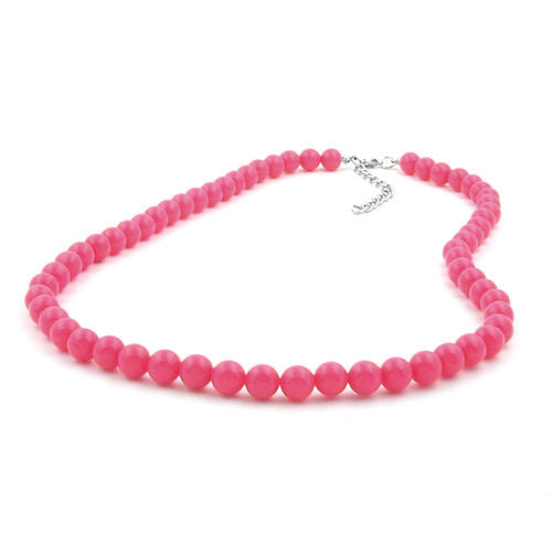 Halskæde 8 mm plastikperler pink-pink-skinnende