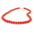 Halskæde 8 mm plastikperler orange-rød-skinnende