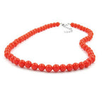 Halskæde 8 mm plastikperler orange-rød-skinnende