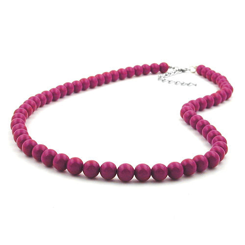 Halskæde 8 mm plastikperler bær-violet-skinnende