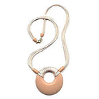 Kæde Plastik Skive Amulet laks pink mat 4x Snor lyserød 60 cm