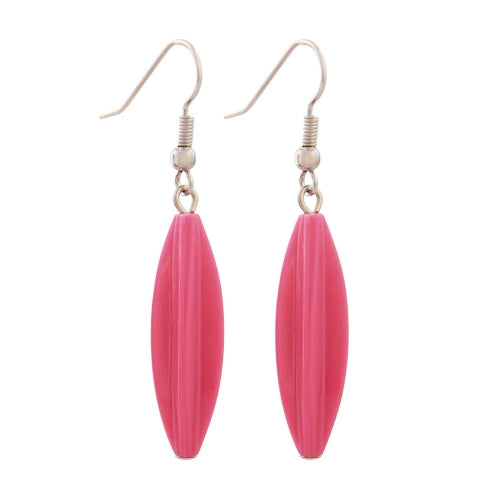Øreledninger øreringe 30x9mm rillet olivengrøn plastik pink