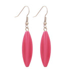 Øreledninger øreringe 30x9mm rillet olivengrøn plastik pink