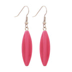 Øreledninger øreringe 30x9mm rillet olivengrøn plastik pink