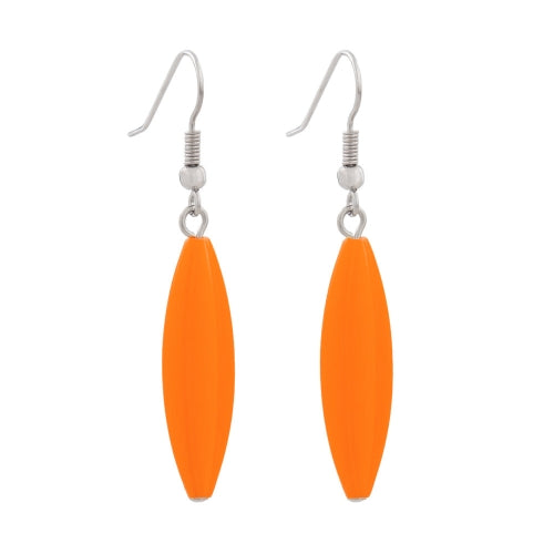 Øreledninger øreringe 30x9mm rillede olivengrønne rige orange blanke