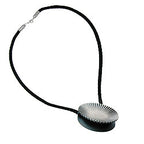 Kæde 58mm metalvedhæng dobbelt skive antracitsnor sort 60cm
