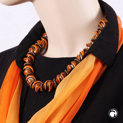 Kæde 24x19mm Skrueperle orange-gammel guld plastik 51 cm