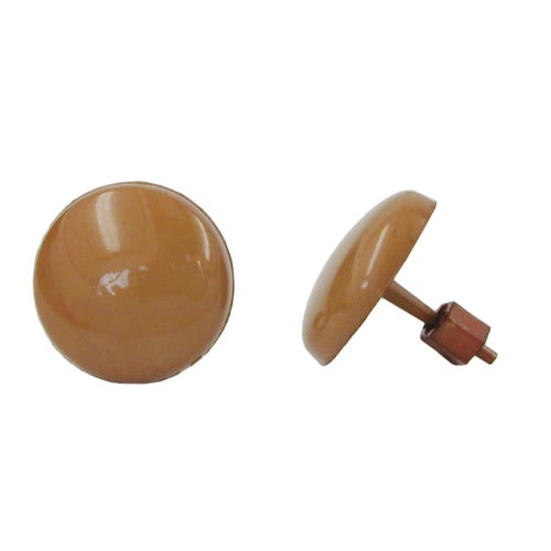 Ørestikker 13mm karamel plastik fuld plastik flad kuppelformet