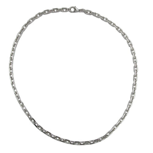 Armbånd 6x6mm ankerkæde Tombak rhodiumbelagt