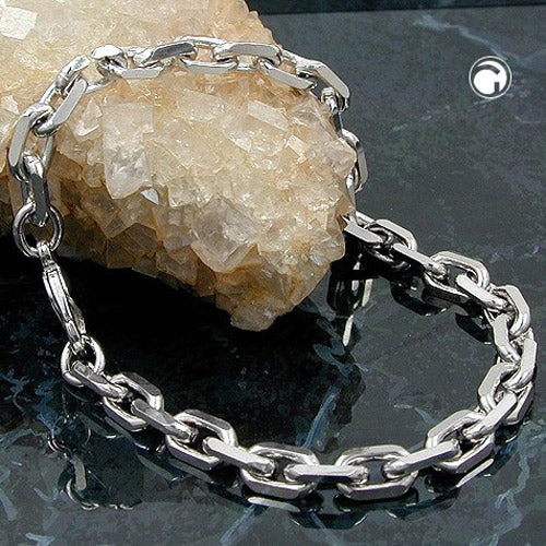 Armbånd 6x6mm ankerkæde Tombak rhodiumbelagt