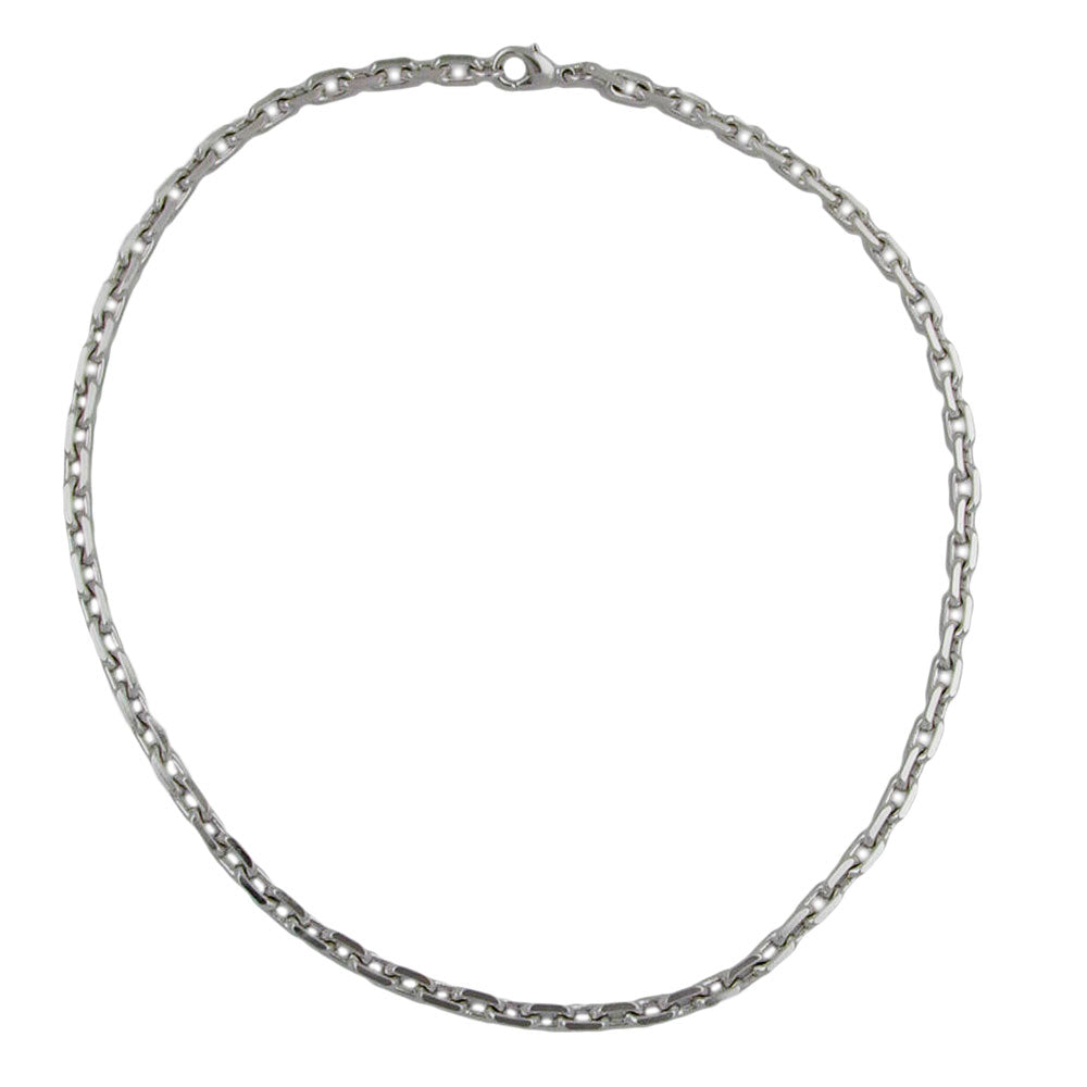 Armbånd 6x6mm ankerkæde Tombak rhodiumbelagt