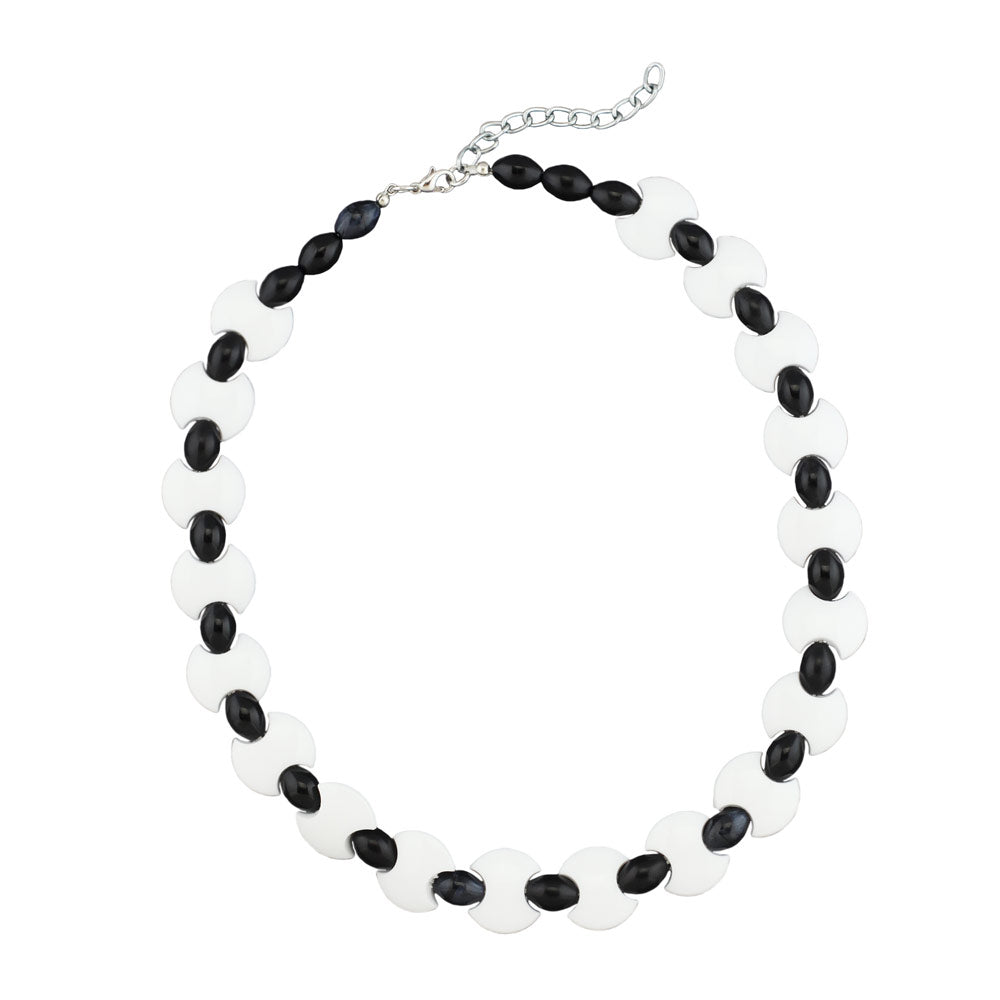 Kæde 18mm Skive Hvid olivenfarvet Plastik Sort 43cm