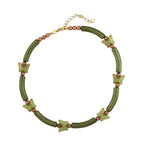 Halskæde 16mm Butterfly tube perle Plastik Oliv-Silky Skinnende 40cm