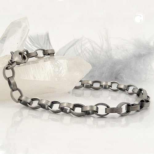 Armbånd 5 mm ankerkæde metal antikt sølv 21 cm