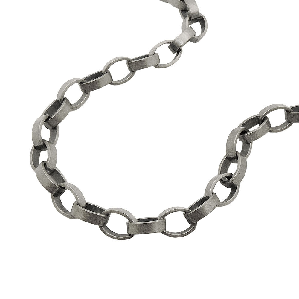 Armbånd 5 mm ankerkæde metal antikt sølv 21 cm