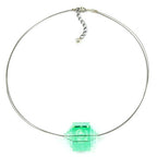 Kæde 30x22mm trinbeads plast mint-transparent rustfri ståltråd 45cm
