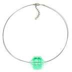 Kæde 30x22mm trinbeads plast mint-transparent rustfri ståltråd 45cm