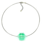 Kæde 30x22mm trinbeads plast mint-transparent rustfri ståltråd 45cm