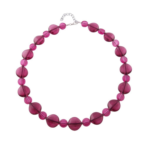 Halskæde 20x18mm Bladperle plastik bær-burgundy transparent 50cm