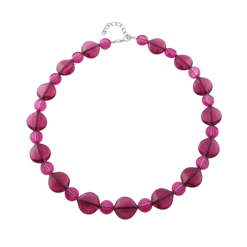 Halskæde 20x18mm Bladperle plastik bær-burgundy transparent 50cm