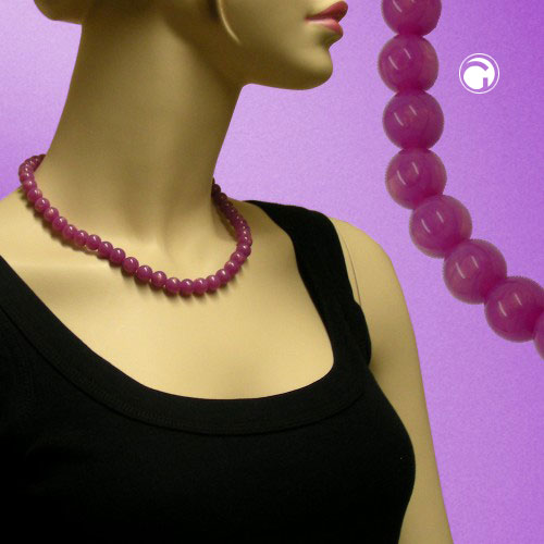 Halskæde 10 mm plastikperler bær-violet-skinnende 45 cm