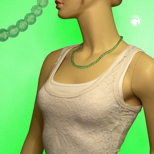 Halskæde 6 mm perle plastik kiwi-transparent 50 cm