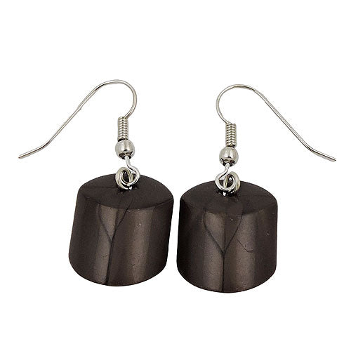 Øreledninger øreringe Øreringe 37x15mm skrå perle Plastik Brun-Silkeagtig-skinnende