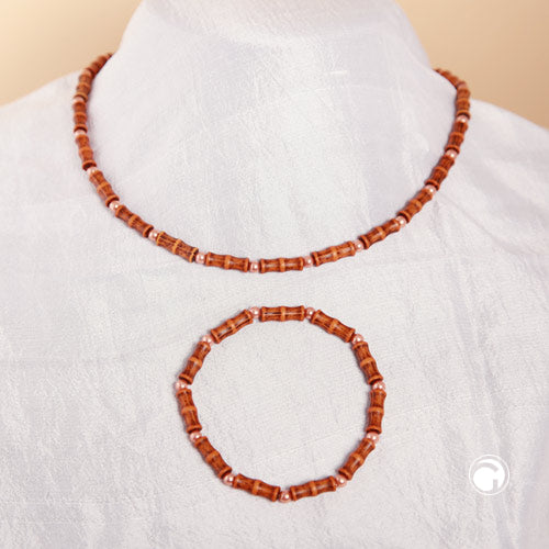 Sæt kædearmbånd 14x5mm perler Antik-orange plastik 42cm