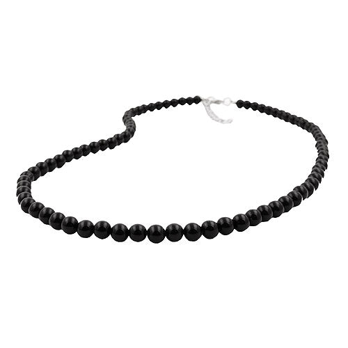 Kæde 6 mm perleplastik sort-blank
