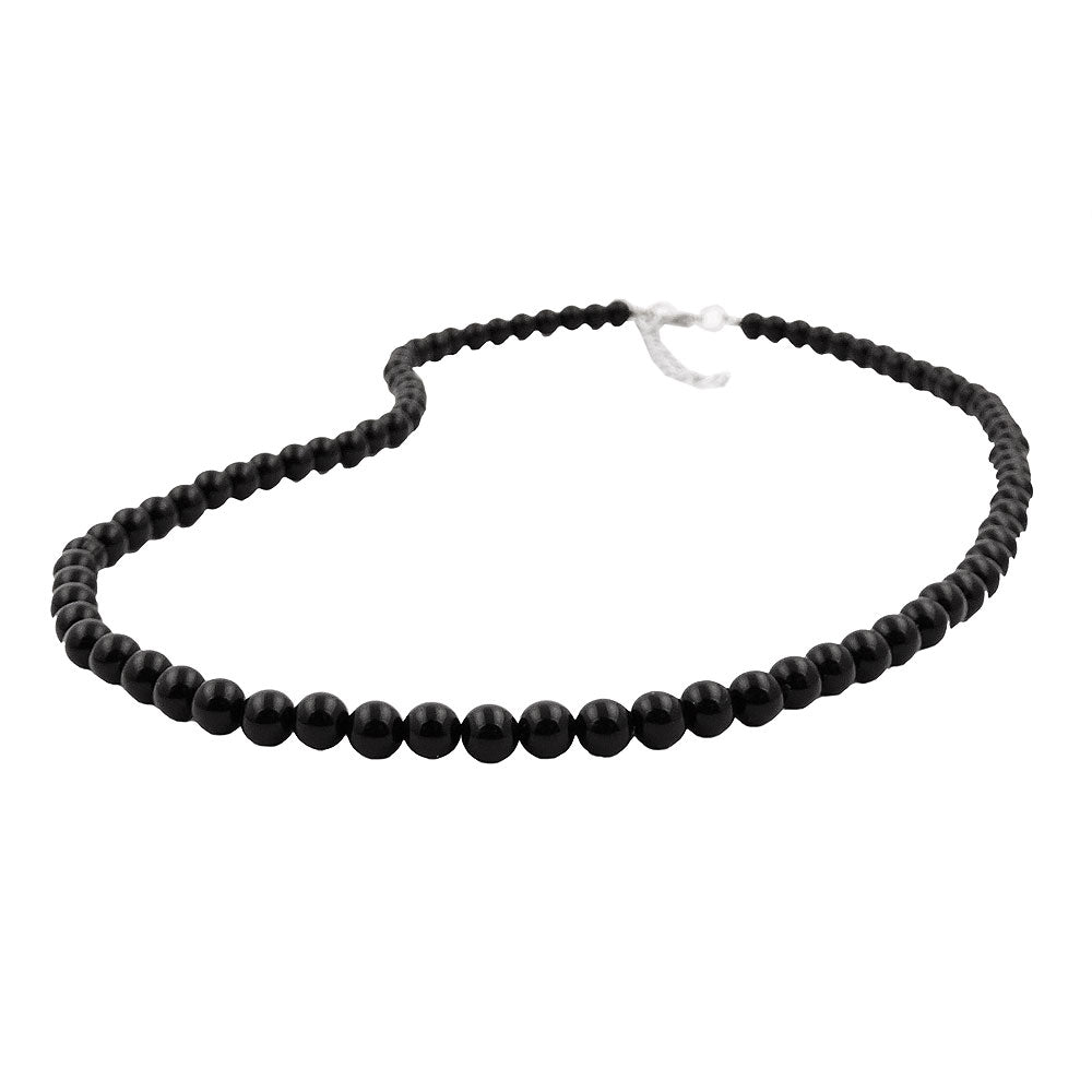 Kæde 6 mm perleplastik sort-blank