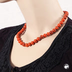 Kæde 10 mm rund perle orange-sort-marmoreret plastik