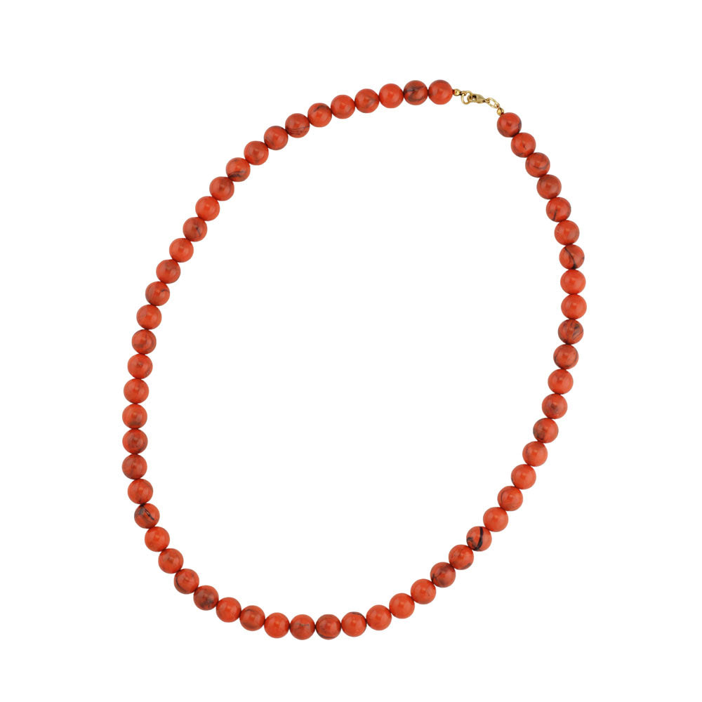 Kæde 10 mm rund perle orange-sort-marmoreret plastik
