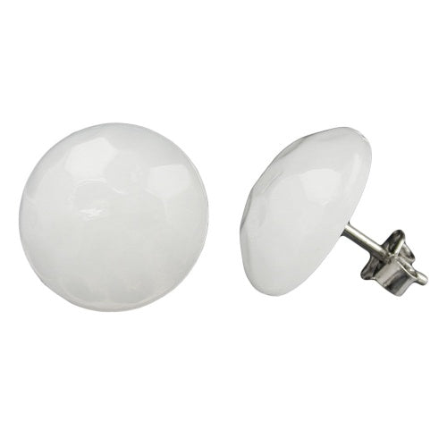Ørestikker 14mm cremehvid© blank plastik flad kuppel hamret