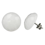 Ørestikker 14mm cremehvid© blank plastik flad kuppel hamret